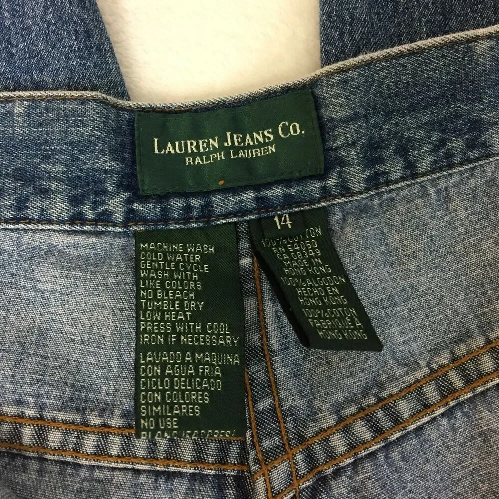 Vintage Ralph Lauren Jeans 14 Womens High Waist Flat Front Tapered 34x31 90s Y2K